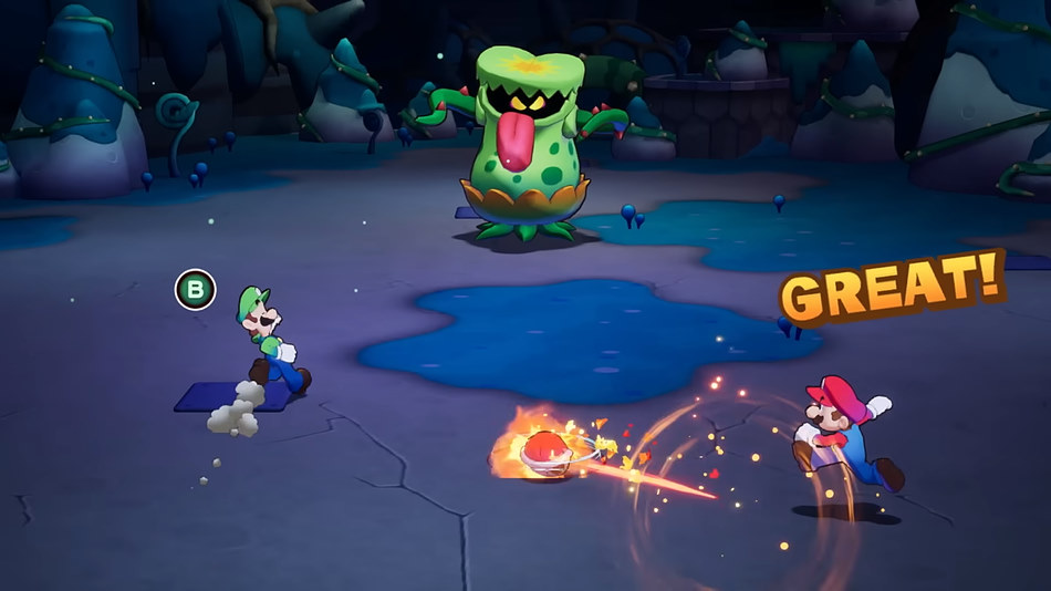 Mario & Luigi: Brothership mostrar Ataque de Hermano contra un jefe