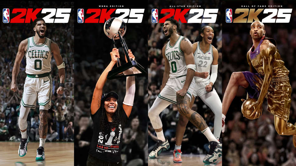 NBA 2K25 las 4 portadas del juego, estándar, wnba, all-star y hall of fame