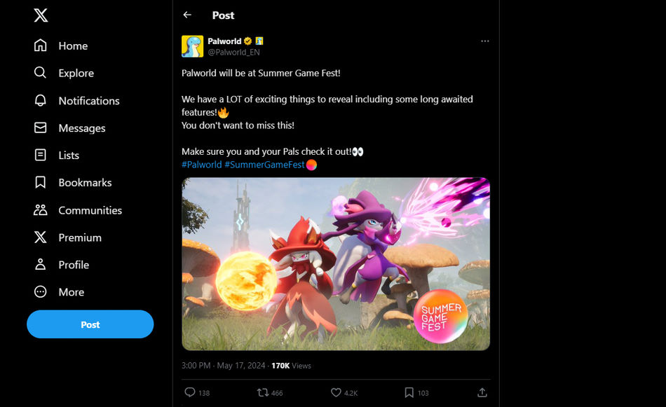 Pocketpair de Palworld anuncia nuevas características que llegarán al Summer Game Fest