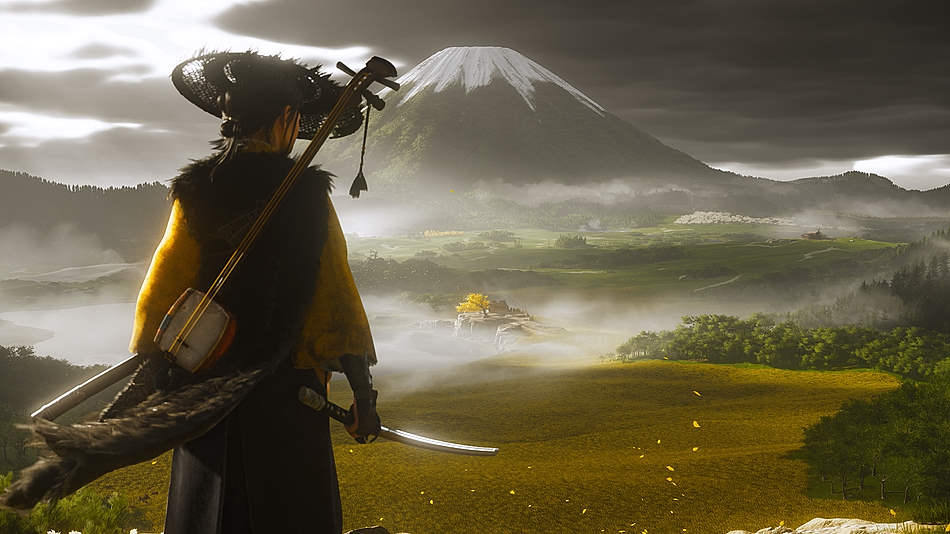 Atsu protagonista de Ghost of Yotei y su Shamisen