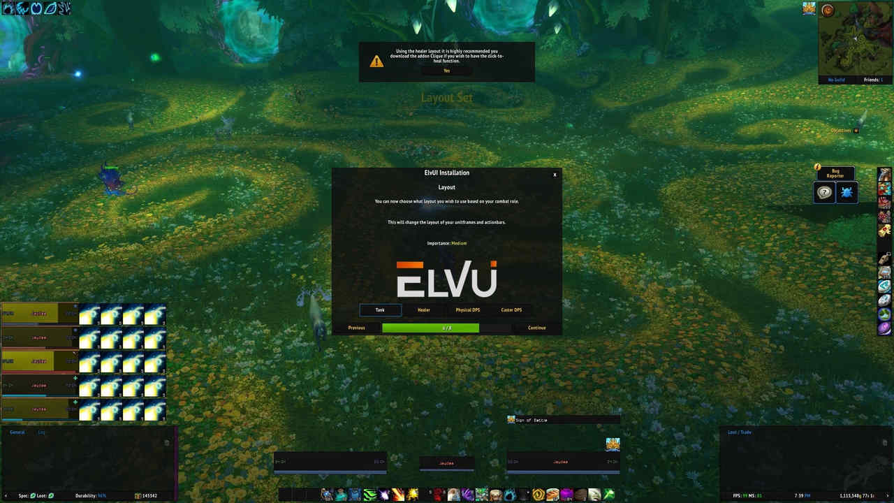 Vista general del complemento ElvUI para World of Warcraft Classic